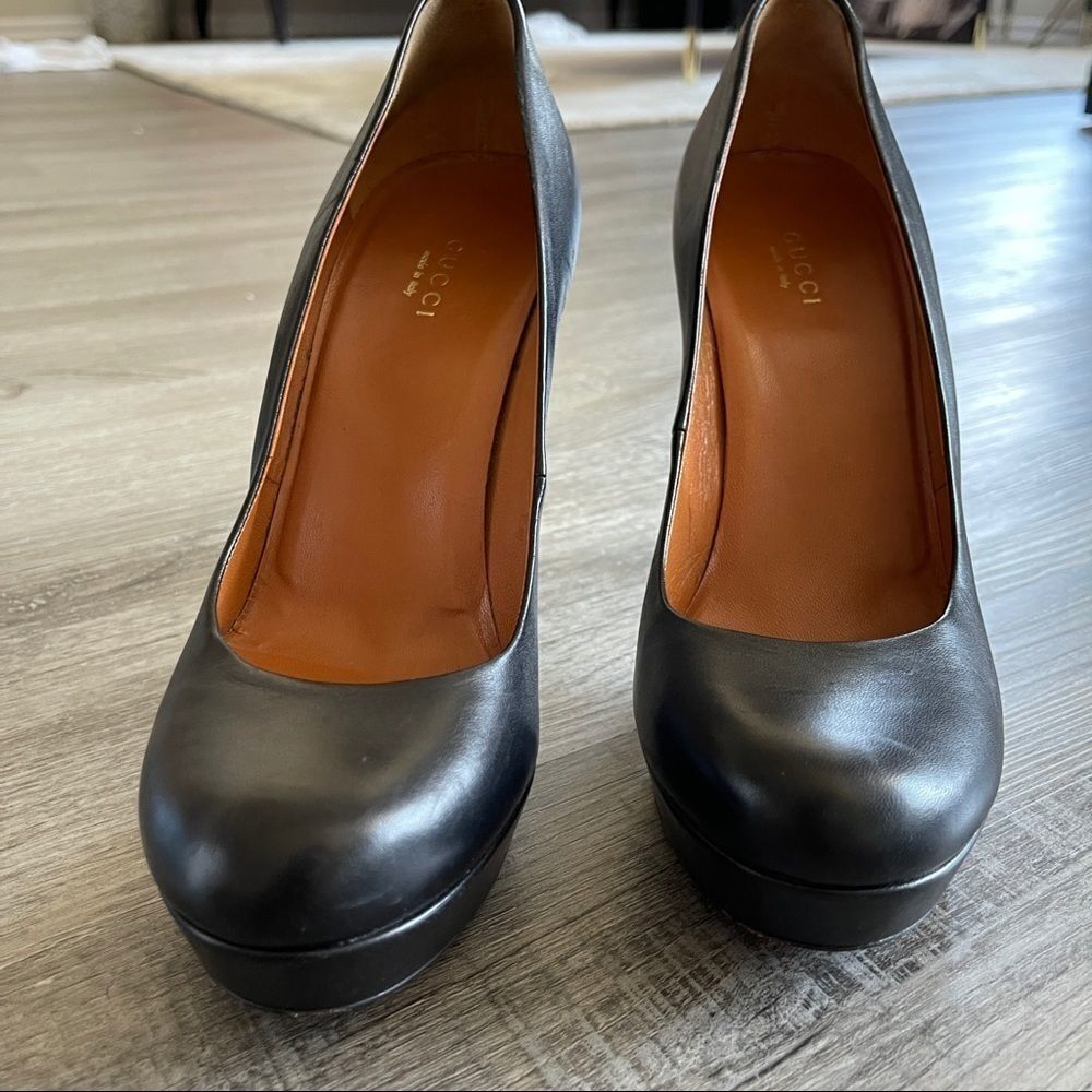 Gucci Nappa Charlotte Pump Stiletto Heels in Black Leather EU 38 US 8 MSRP $540 - Picture 11 of 12